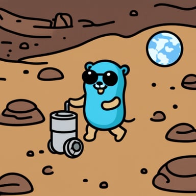 Go Blue Gopher walking on Mars.