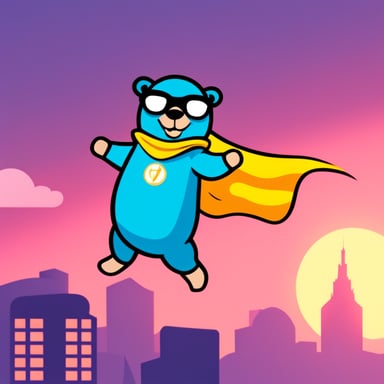Go Blue Gopher as a superhero spreading happiness and positivity.