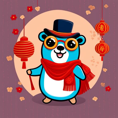 Happy Go Blue Gopher in the Chinese New Year.