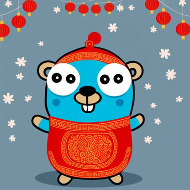Happy Go Blue Gopher in the Chinese New Year.