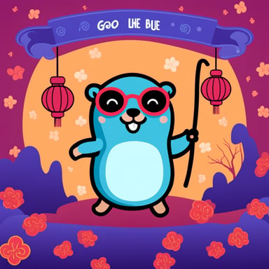 Happy Go Blue Gopher in the Chinese New Year.