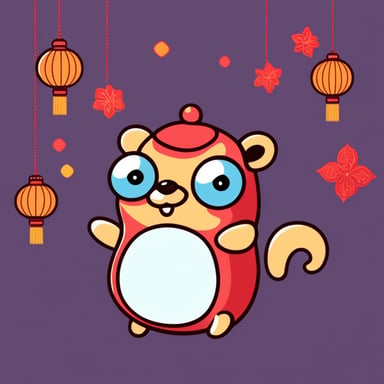 Happy Go Blue Gopher in the Chinese New Year.