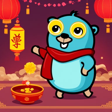Go Blue Gopher celebrates Chinese New Year with joy and excitement.