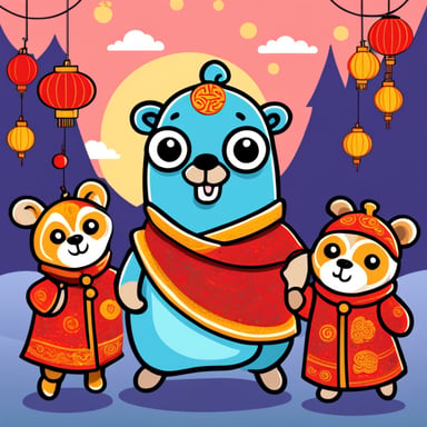 Go Blue Gopher celebrates Chinese New Year with joy and excitement.