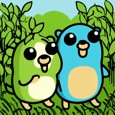 Two Go Blue Gopher chirp under the green willows.