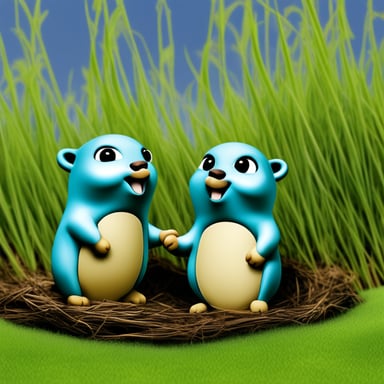 Two Go Blue Gopher chirp under the green willows.
