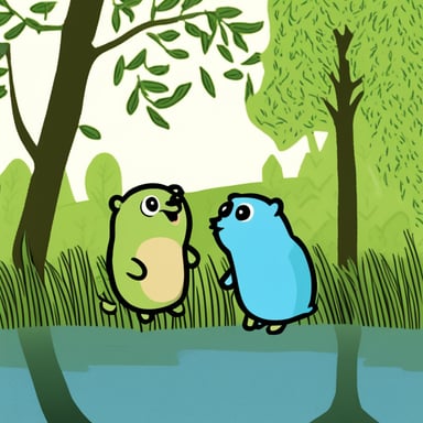 Two Go Blue Gopher chirp under the green willows.