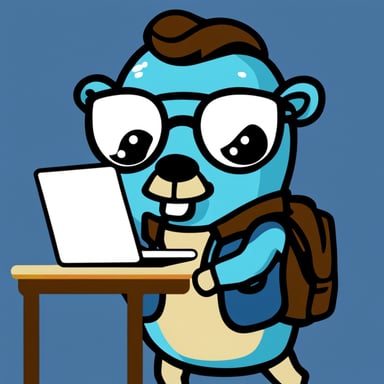 Go Blue Gopher with the laptop and hipster style.
