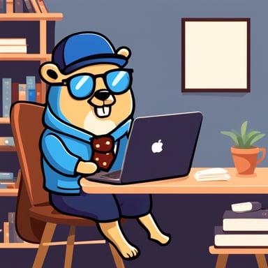 Go Blue Gopher with the laptop and hipster style.