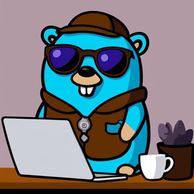 Go Blue Gopher with the laptop and hipster style.