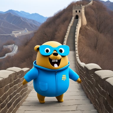 Go blue gopher across the Great Wall.