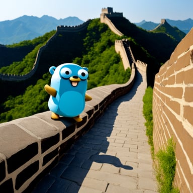 Go blue gopher across the Great Wall.