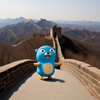 Go blue gopher across the Great Wall.