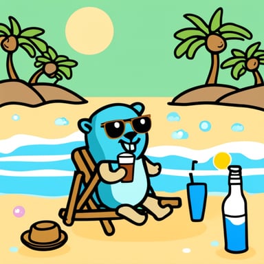 Go Blue Gopher enjoying a soda at the beach.