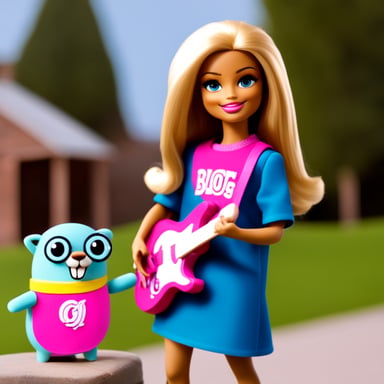 Go blue gopher as Barbie.
