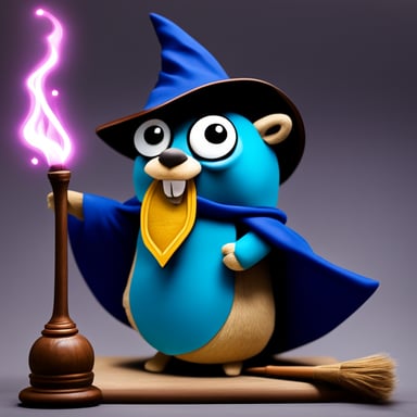 Go Blue Gopher as a wizard cast a spell to make everyone's day brighter.