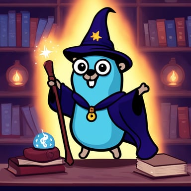 Go Blue Gopher as a wizard cast a spell to make everyone's day brighter.