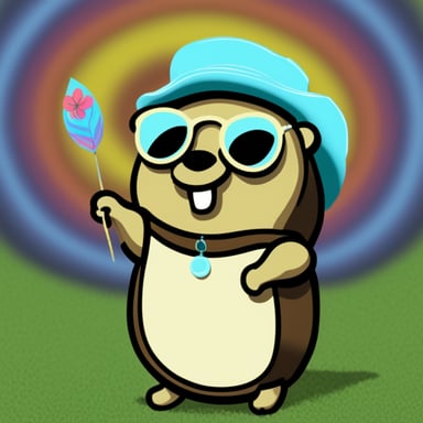 Go Blue Gopher as a 60s hippie spreading peace and love.