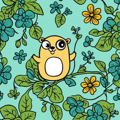 Go Blue Gopher in vines and floral elements.