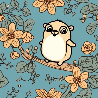 Go Blue Gopher in vines and floral elements.