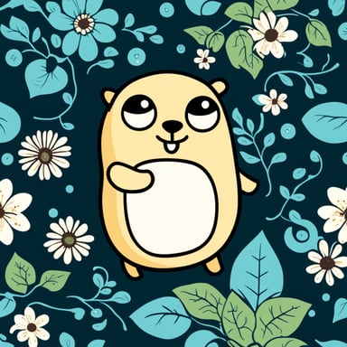 Go Blue Gopher in vines and floral elements.