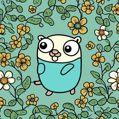 Go Blue Gopher in vines and floral elements.