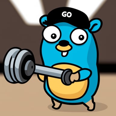 Go Blue Gopher goes to the gym. Extremely muscular Go Blue Gopher.