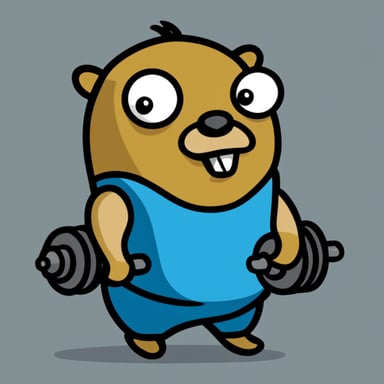 Go Blue Gopher goes to the gym. Extremely muscular Go Blue Gopher.