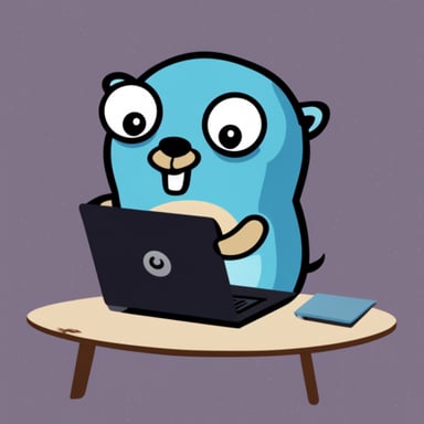 Go Blue Gopher doing hacking.