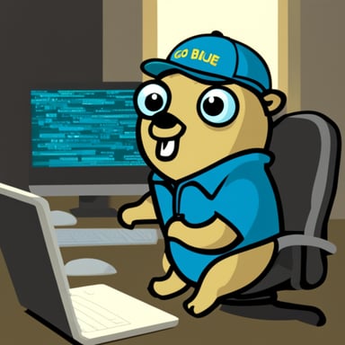 Go Blue Gopher doing hacking.