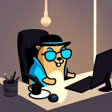 Go Blue Gopher doing hacking.