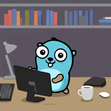 Go Blue Gopher doing hacking.