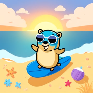 Go Blue Gopher enjoyed a sunny day at the beach.