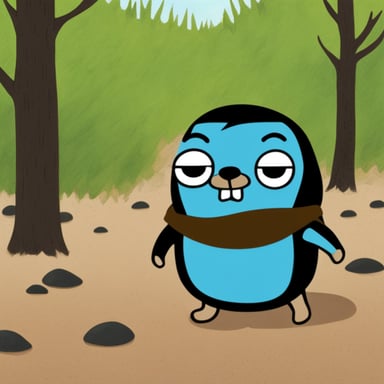 A gopher with the haircut from Anton Chigurh from No Country for Old Men becomes Go Blue Gopher with the haircut from Anton Chigurh from No Country for Old Men.