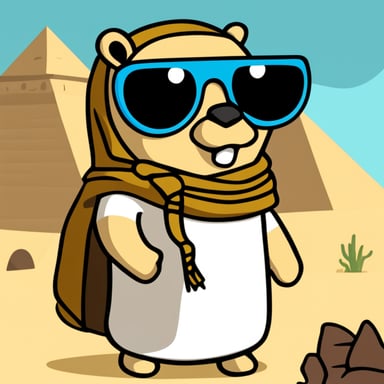 Go Blue Gopher as a mummy in Egypt.