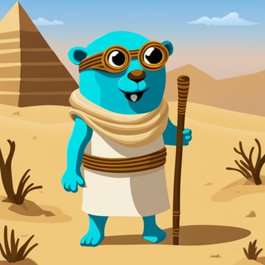 Go Blue Gopher as a mummy in Egypt.