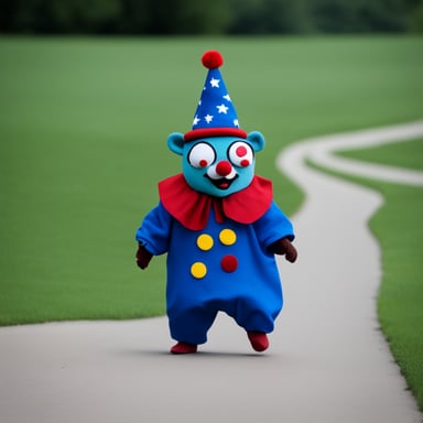 Go Blue Gopher as a clown from a horror movie.