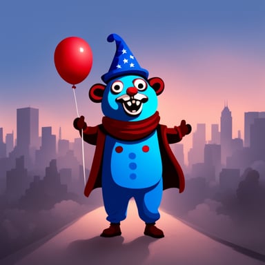 Go Blue Gopher as a clown from a horror movie.