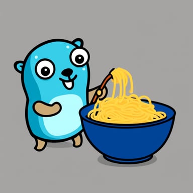Go Blue Gopher eating spaghetti.