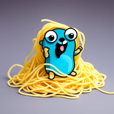Go Blue Gopher eating spaghetti.