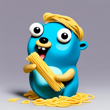 Go Blue Gopher eating spaghetti.