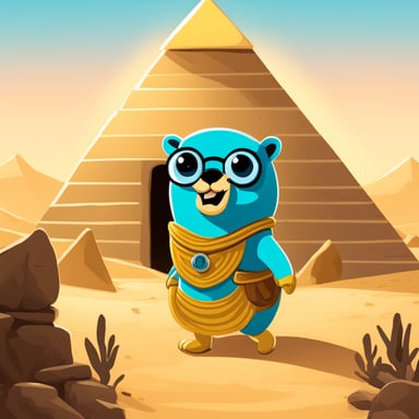 Go Blue Gopher explores the ancient pyramids of Egypt.