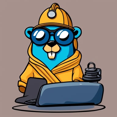 Go Blue Gopher as a GO Lang developer dives into coding with enthusiasm, tackling challenges with a spirited go blue attitude, making programming not just a task, but a fun adventure.