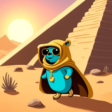 Go blue gopher explores the ancient pyramids of Egypt.