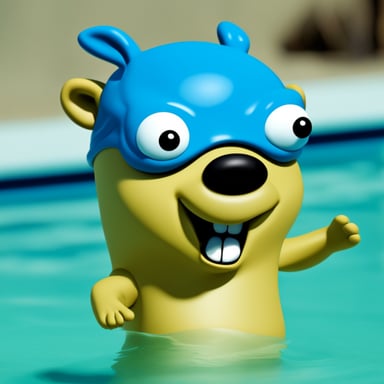 Go Blue Gopher in swimming clothes.