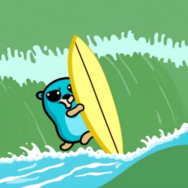 Go Blue Gopher is surfing.