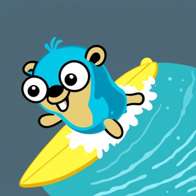 Go Blue Gopher is surfing.
