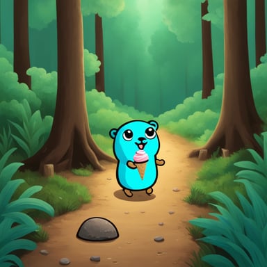 Go Blue Gopher enjoying ice cream in the forest.