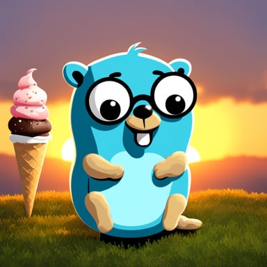 Go Blue Gopher eating ice cream during sunset.