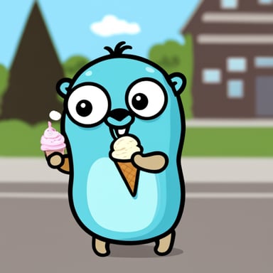 Go Blue Gopher eating ice cream.